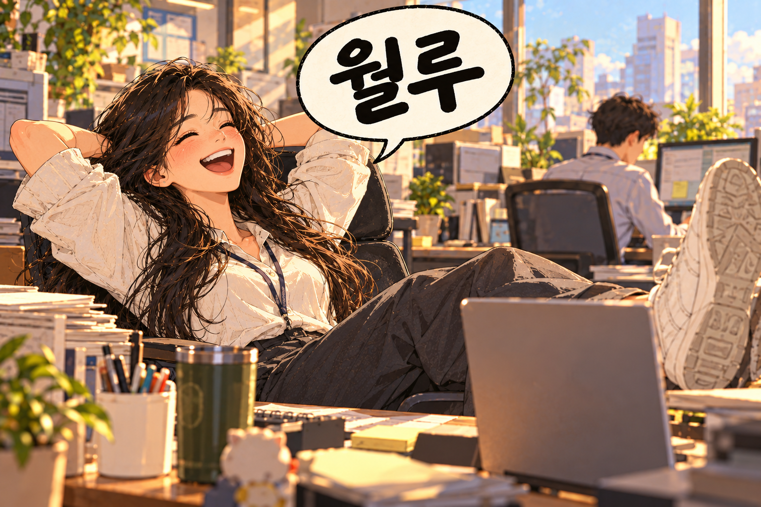 Korean slang 월루 (wollu): Getting paid while doing very little.