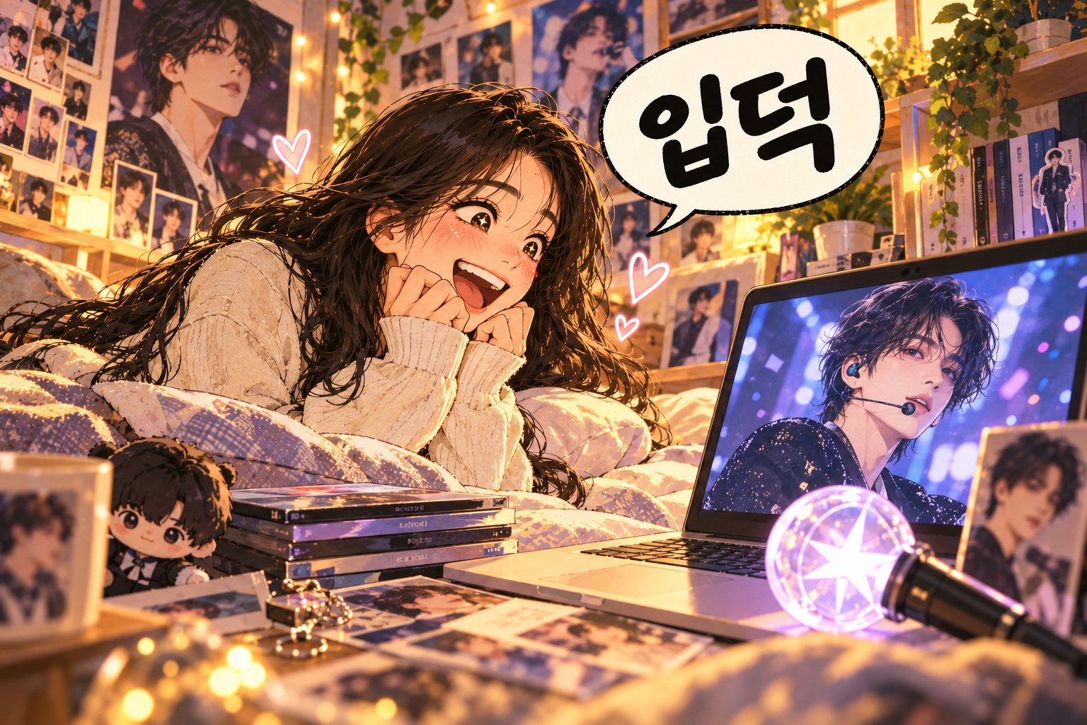 Korean slang 입덕 (ipdeok): Becoming a fan.
