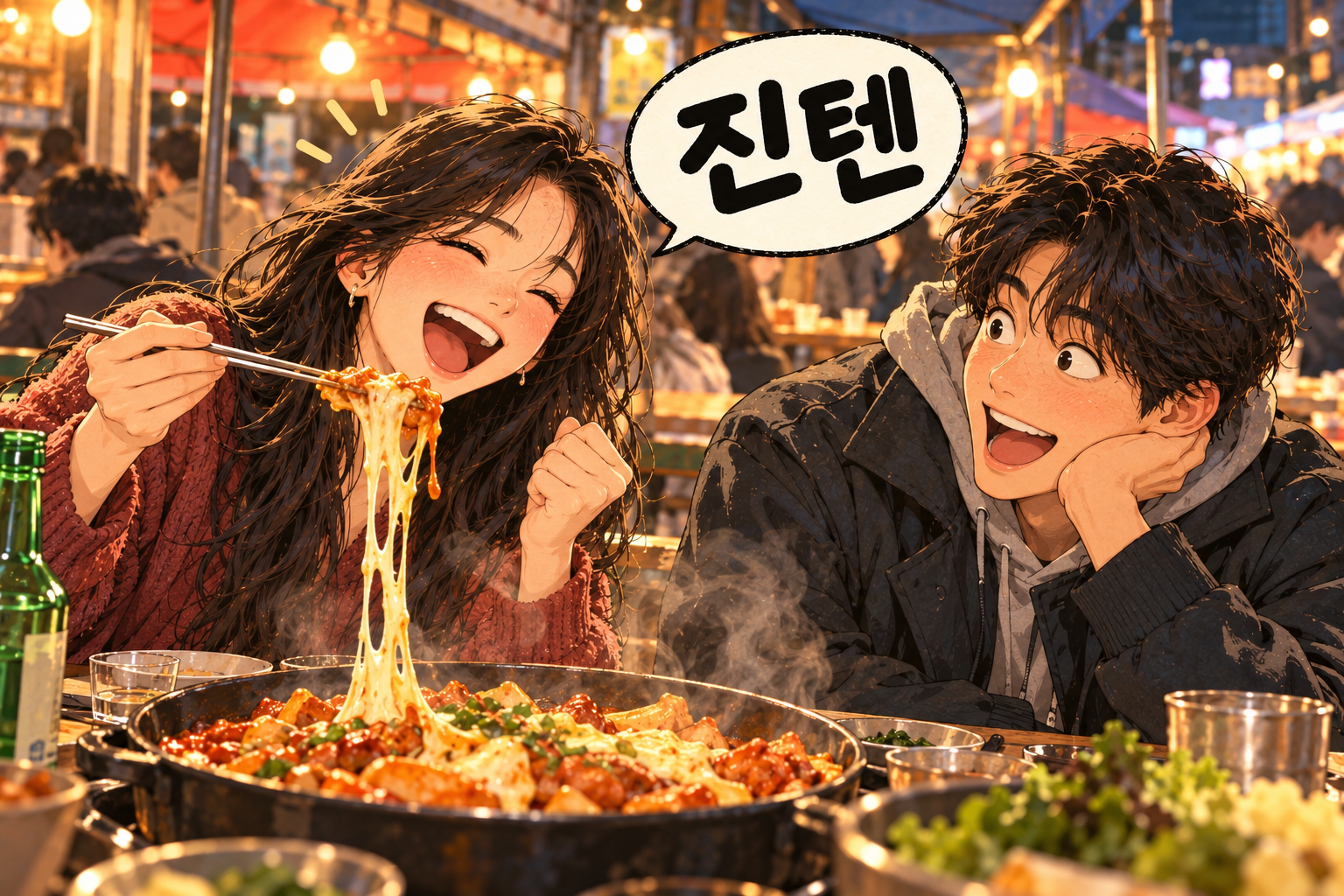 Korean slang 진텐 (jinten): Genuine excitement or emotion.