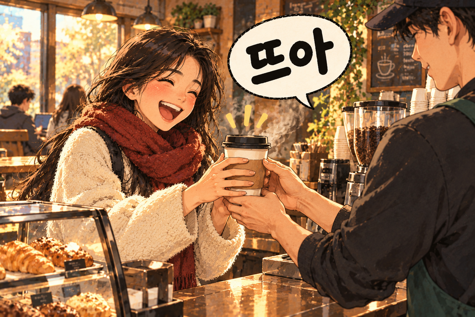 Korean slang 뜨아 (tteua): A hot Americano.