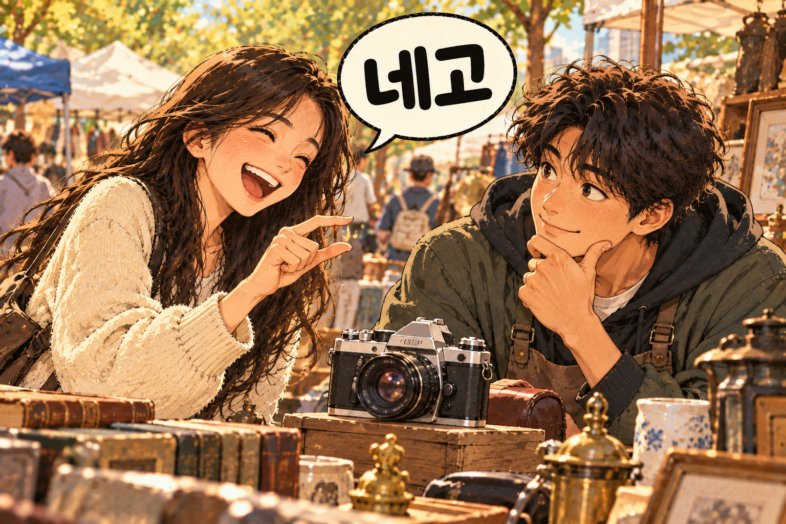 Korean slang 네고 (nego): Negotiating the price.