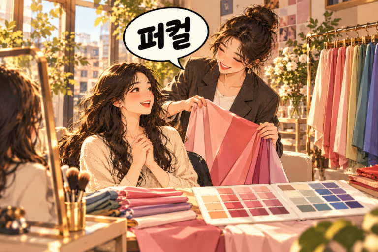 Illustration of Korean slang peokeol: Personal color analysis.
