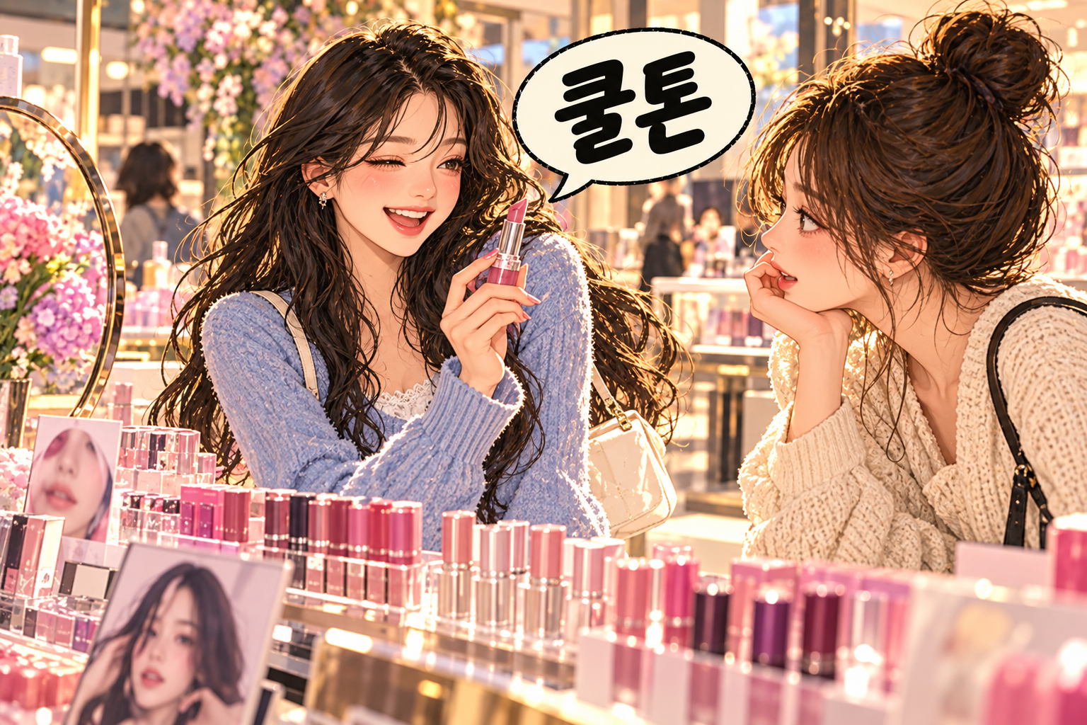 Illustration of Korean slang kulton: Cool-toned coloring or palette.