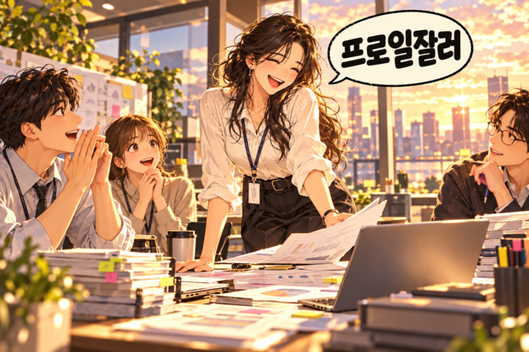 Illustration of Korean slang peuroiljalleo: A seriously capable professional.