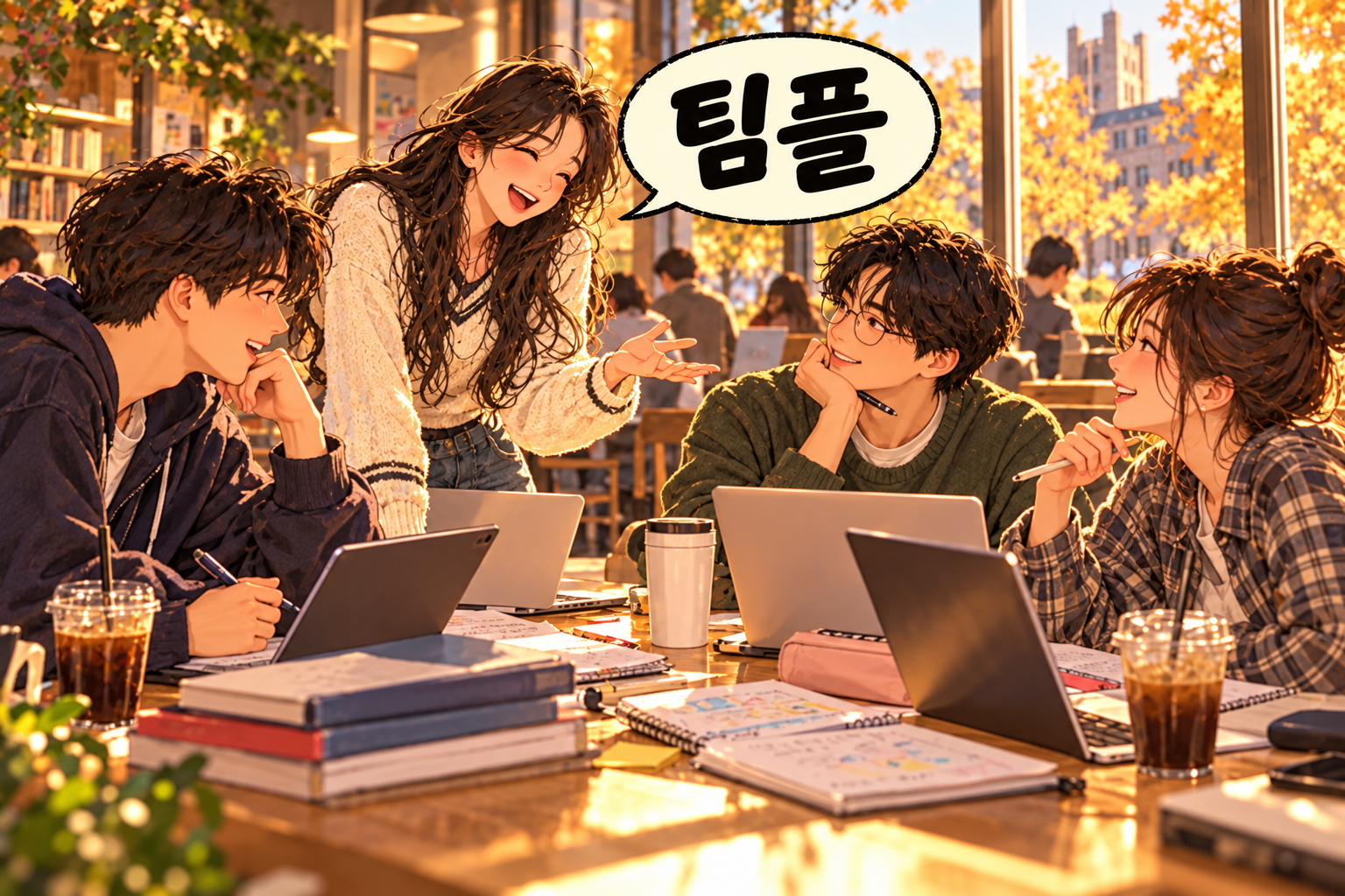Illustration of Korean slang timpeul: A group project.