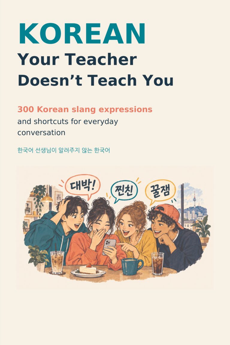 Cover of Korean Your Teacher Doesn’t Teach You by Injin Hwang: 300 Korean slang expressions and shortcuts.