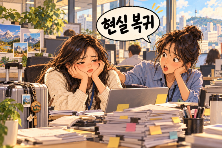 Illustration for Korean slang 현실 복귀