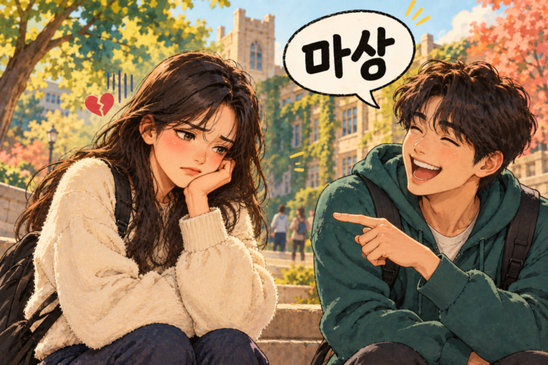 Illustration for Korean expression 마상 meaning A small emotional sting
