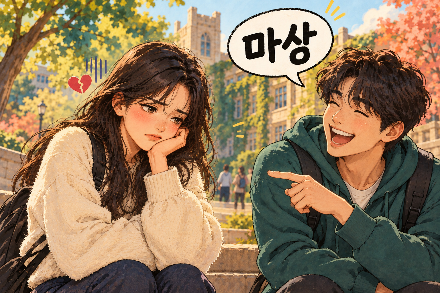 Illustration for Korean expression 마상 meaning A small emotional sting