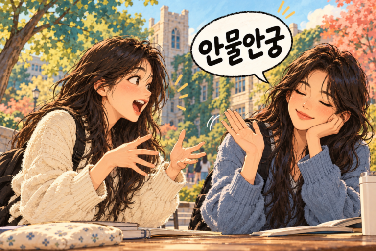Illustration for Korean expression 안물안궁 meaning Did not ask, do not care