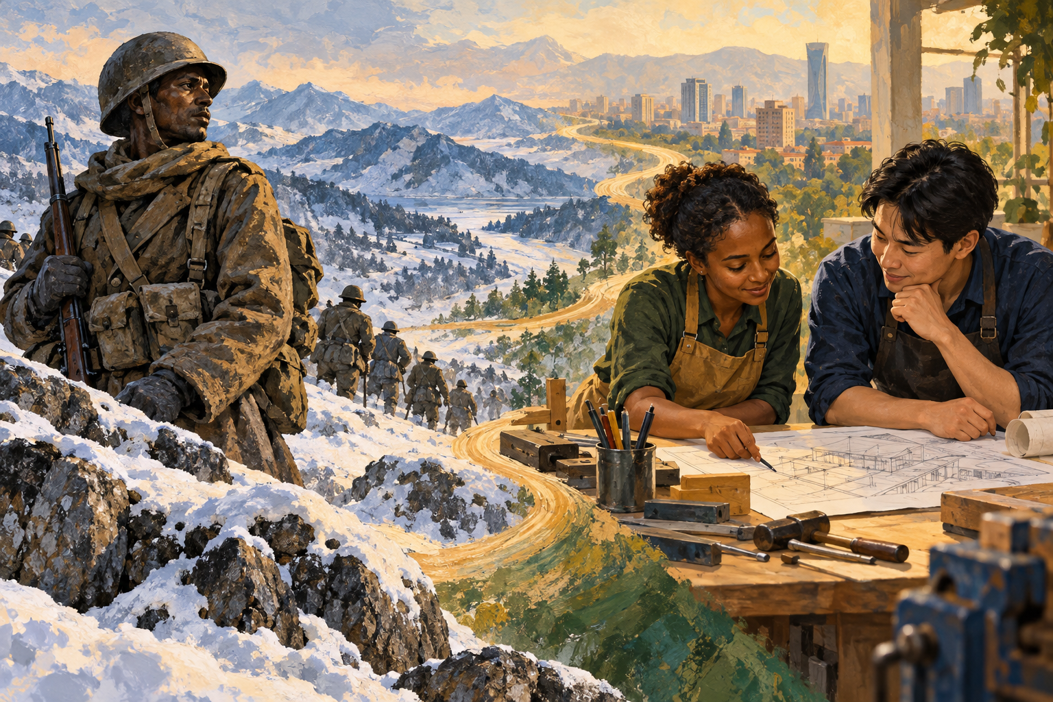 Illustration connecting Ethiopia's Korean War service and today's cooperation