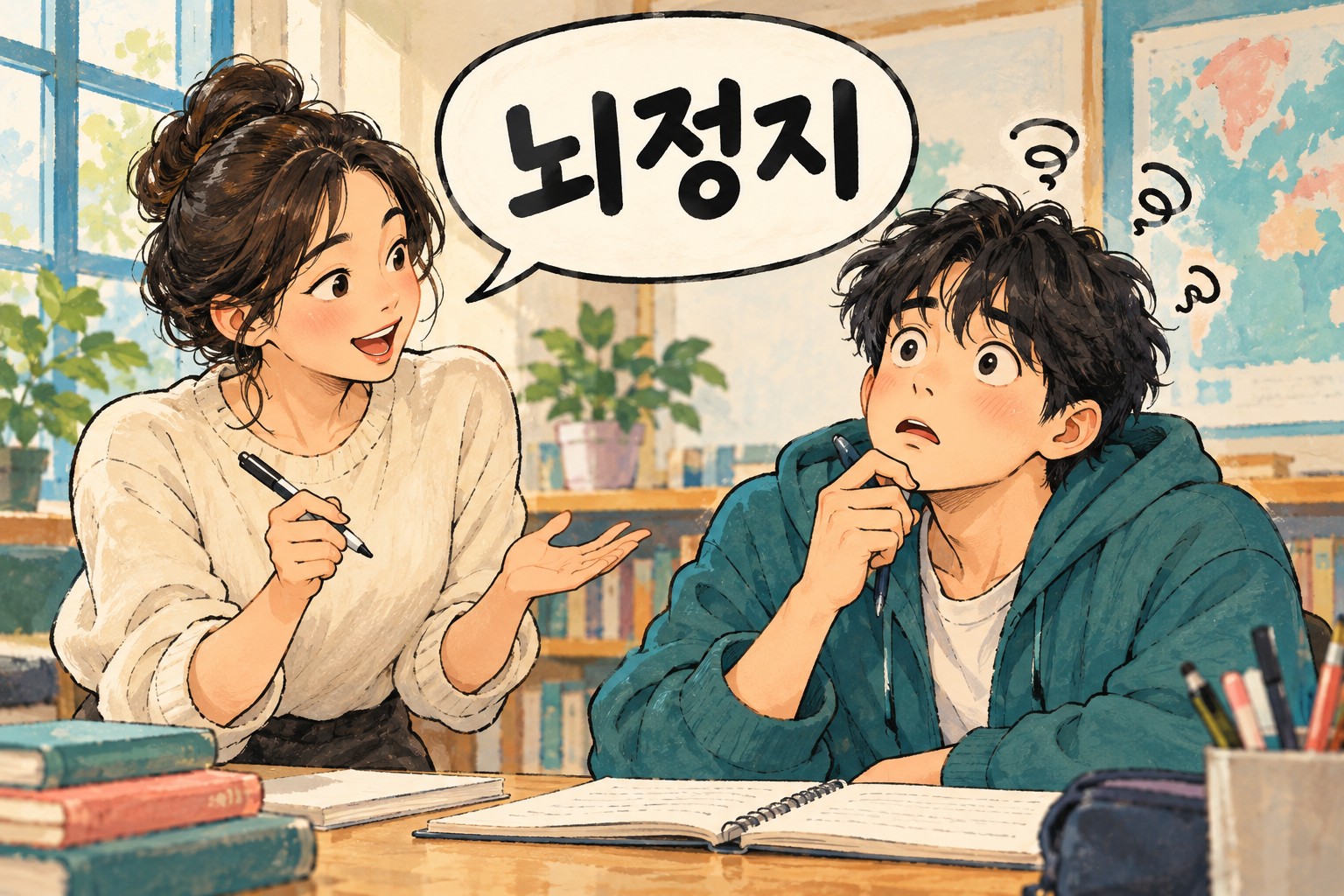 Illustration for the Korean expression 뇌정지