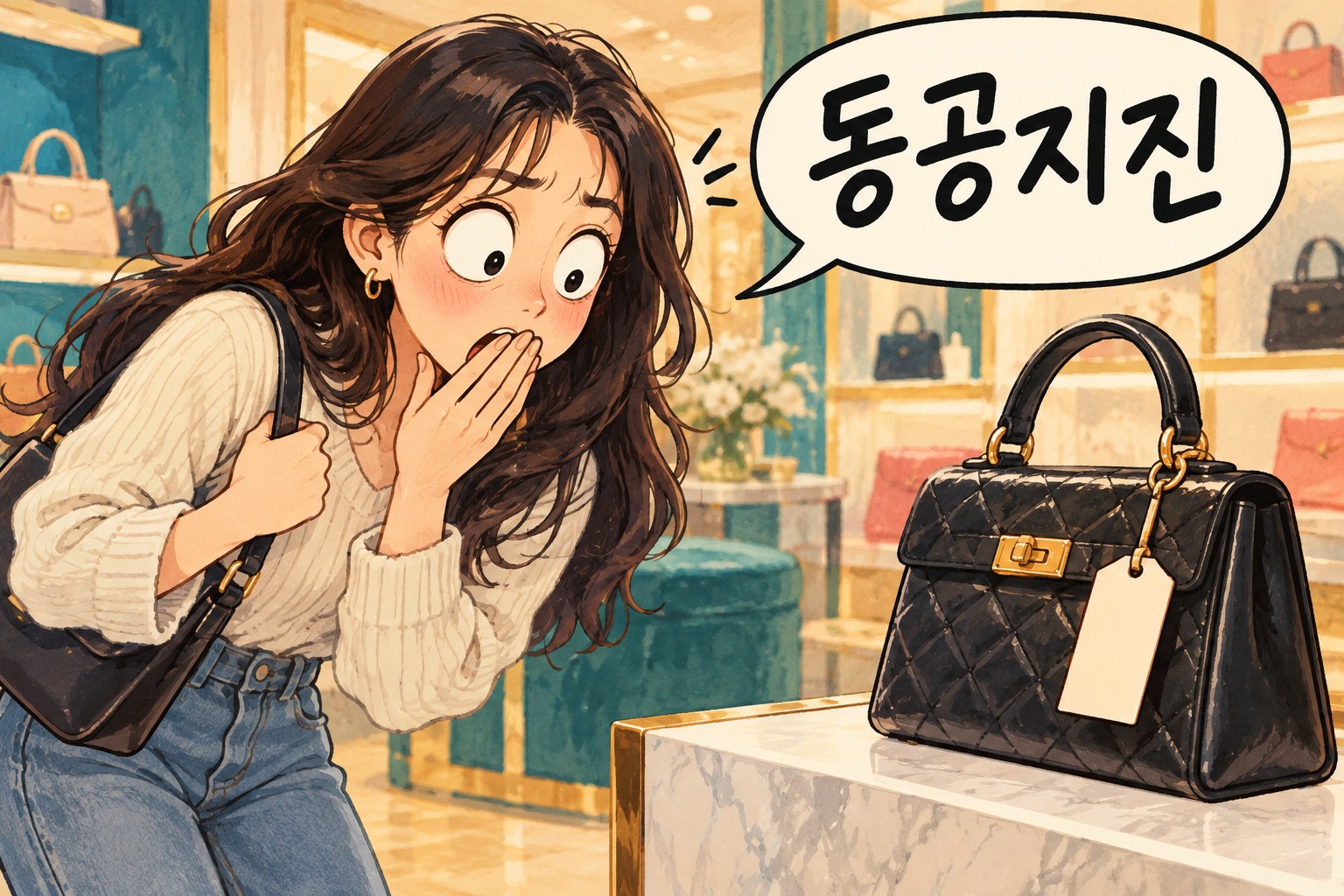 Illustration for the Korean expression 동공지진