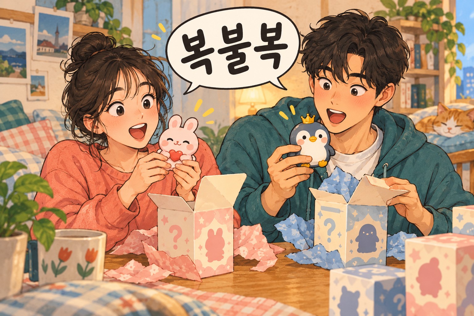 Illustration for the Korean expression 복불복